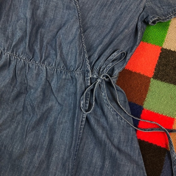 ❗️SOLD❗️ indigo dyed denim chambray wrap dress🌻 - Picture 7 of 9